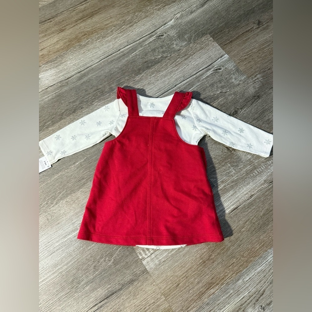 NWT Carters 2 Piece Set Christmas Reindeer Outfit Red Dress Jumper Size 3-6 Mos - Picture 7 of 7